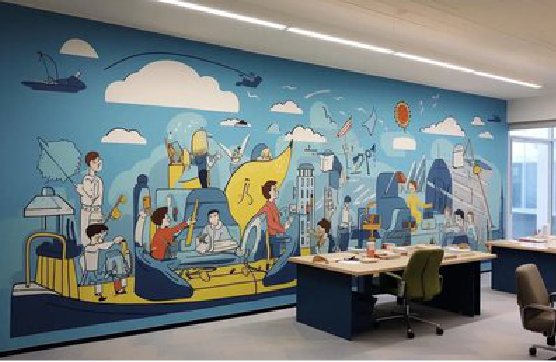 洛宁办公室墙绘的特点。